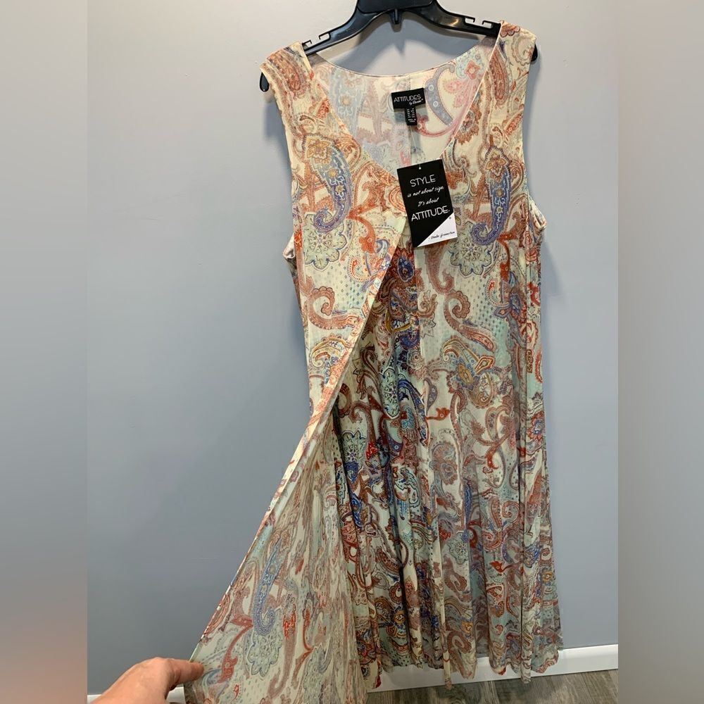 NWT attitude by Renee stretchy sleeveless maxi dress with  overlay size 1X - Picture 2 of 13
